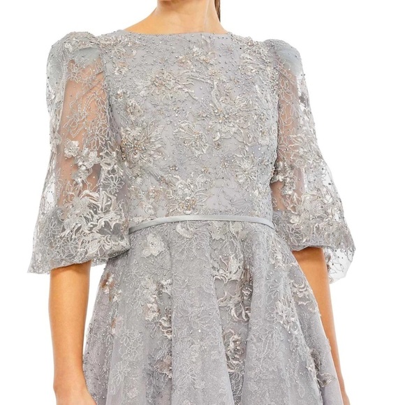 Mac Duggal 20418 NWT HIGH NECK PUFF SLEEVE EMBELLISHED GOWN - Picture 4 of 9